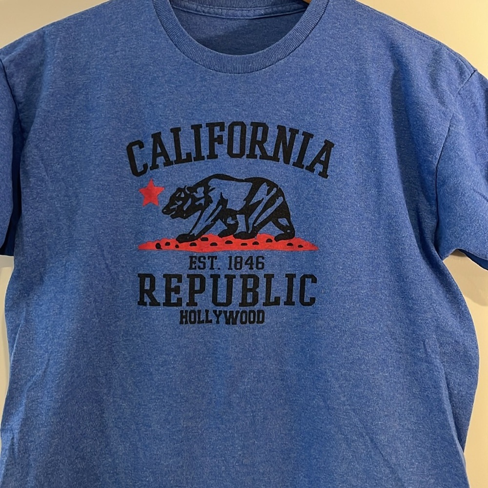 CALIFORNIA REPUBLIC Youth Large Blue Short Sleeve T-Shirt Bear 1846 Hollywood - Picture 2 of 5